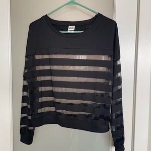 Sheer black stripe long sleeve top - VERO MODA